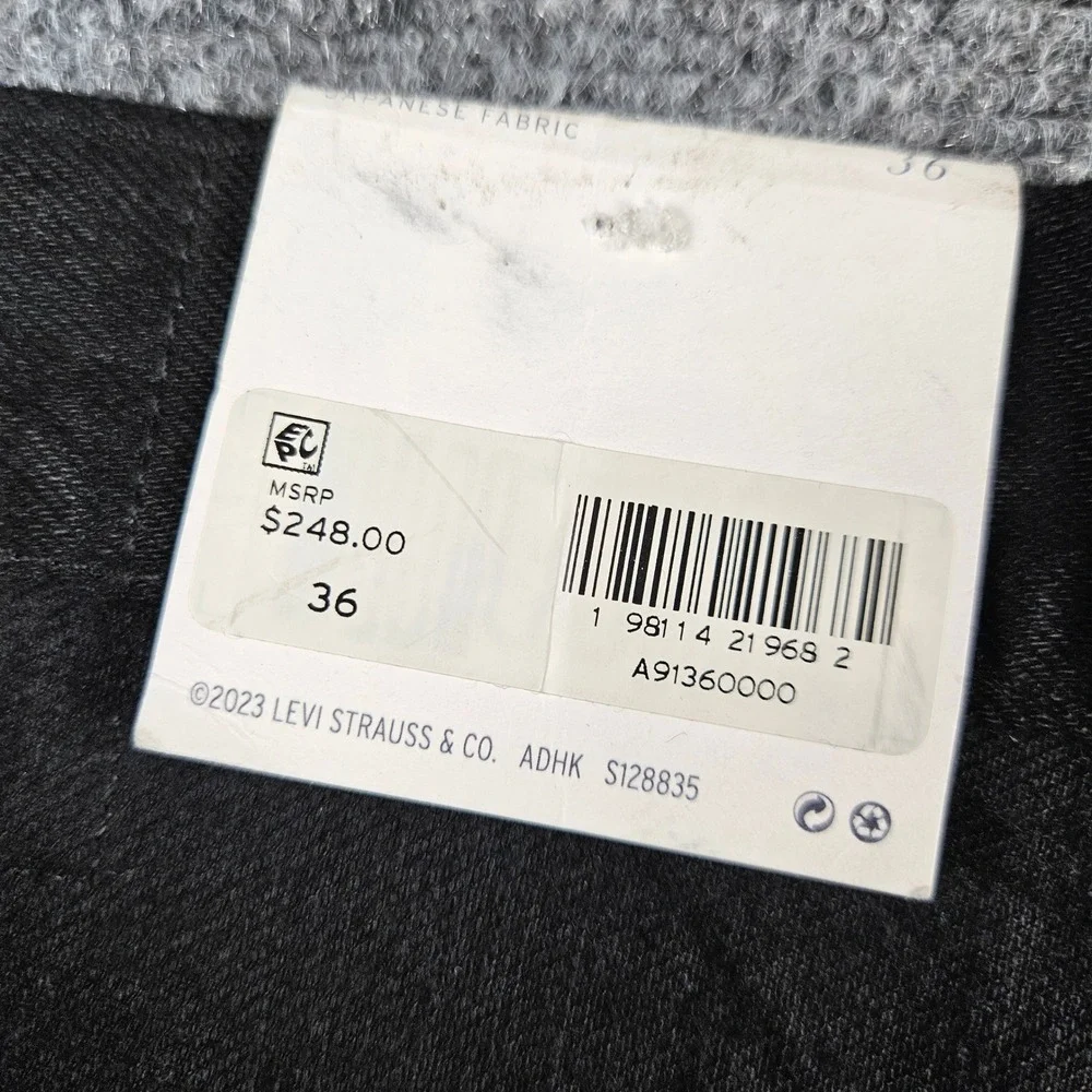 $248 Levis Wide Pleat Crop Japanese Fabric Jeans Mens 36 Black Denim NEW
